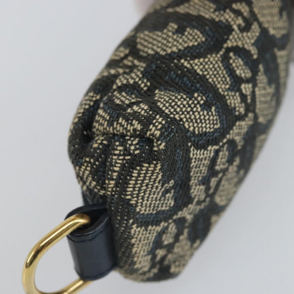 Christian Dior Trotter Canvas Pouch Navy Gold Auth bs32843
