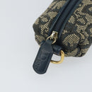 Christian Dior Trotter Canvas Pouch Navy Gold Auth bs32843-8