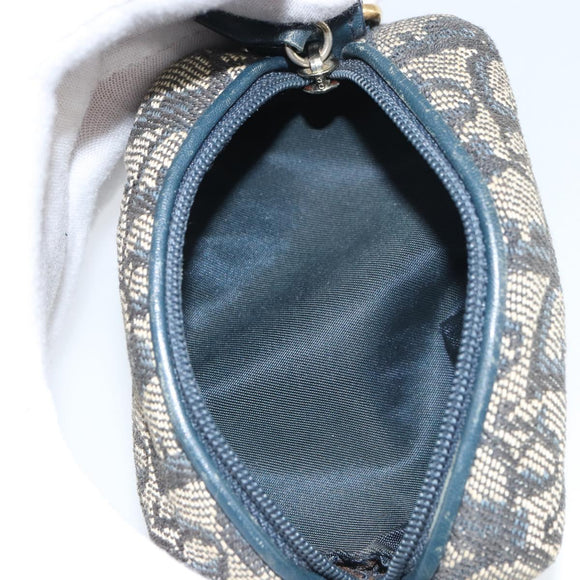 Christian Dior Trotter Canvas Pouch Navy Gold Auth bs32843