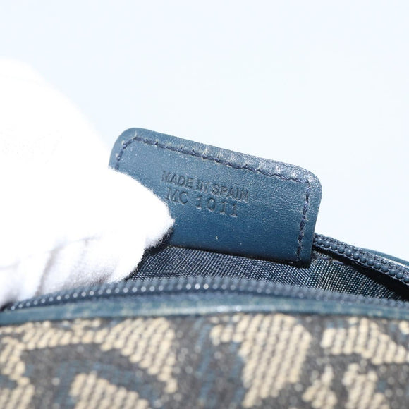 Christian Dior Trotter Canvas Pouch Navy Gold Auth bs32843