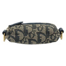 Christian Dior Trotter Canvas Pouch Navy Gold Auth bs32843-13