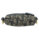 Christian Dior Trotter Canvas Pouch Navy Gold Auth bs32843-2