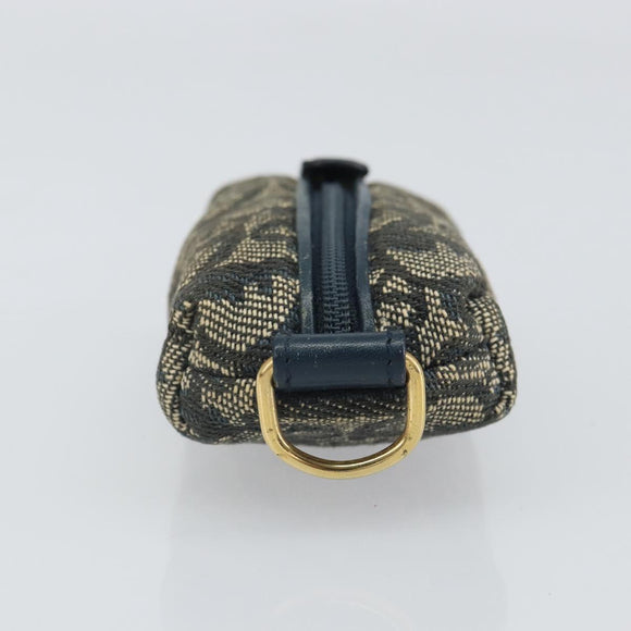 Christian Dior Trotter Canvas Pouch Navy Gold Auth bs32843
