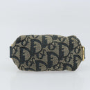 Christian Dior Trotter Canvas Pouch Navy Gold Auth bs32843-6