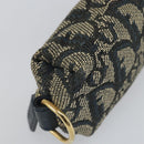 Christian Dior Trotter Canvas Pouch Navy Gold Auth bs32843-14