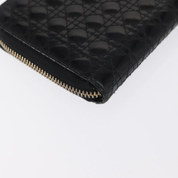 Christian Dior Canage Long Wallet Patent leather Black Gold Auth bs32844