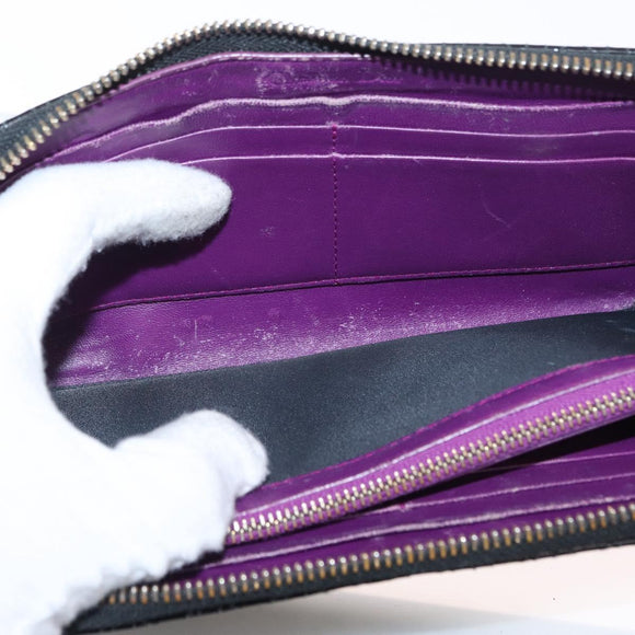 Christian Dior Canage Long Wallet Patent leather Black Gold Auth bs32844