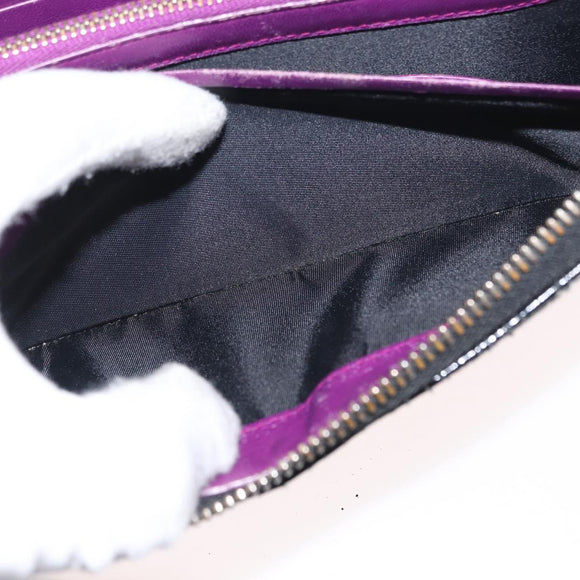 Christian Dior Canage Long Wallet Patent leather Black Gold Auth bs32844