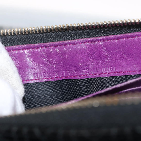 Christian Dior Canage Long Wallet Patent leather Black Gold Auth bs32844