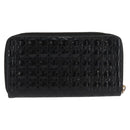 Christian Dior Canage Long Wallet Patent leather Black Gold Auth bs32844-2