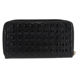 Christian Dior Canage Long Wallet Patent leather Black Gold Auth bs32844 - 0