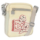 CHANEL Sports Line Shoulder Bag Nylon White Silver CC Auth bs32848-1