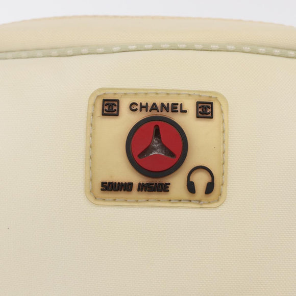 CHANEL Sports Line Shoulder Bag Nylon White Silver CC Auth bs32848