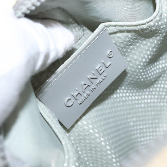CHANEL Sports Line Shoulder Bag Nylon White Silver CC Auth bs32848