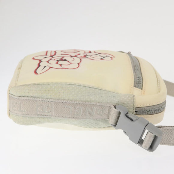 CHANEL Sports Line Shoulder Bag Nylon White Silver CC Auth bs32848
