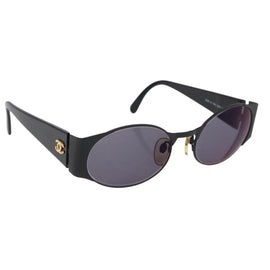 CHANEL Sunglasses plastic Black CC Auth bs32852