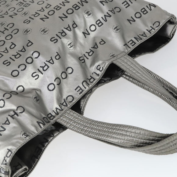 CHANEL Unlimited Tote Bag Nylon Silver CC Auth bs32854