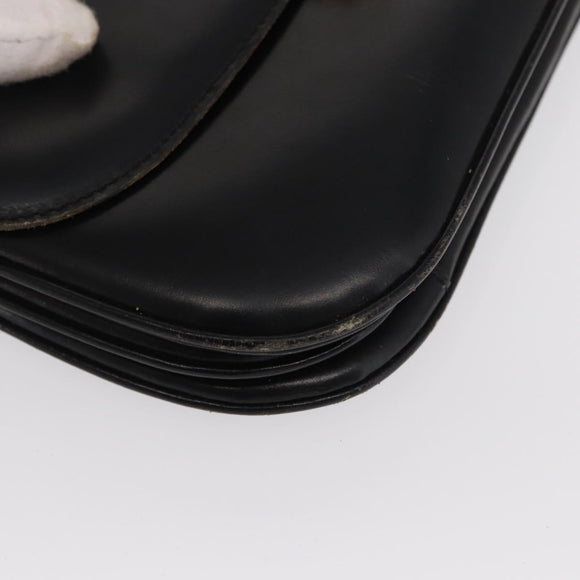 CELINE Shoulder Bag Leather Black Gold Auth bs32857