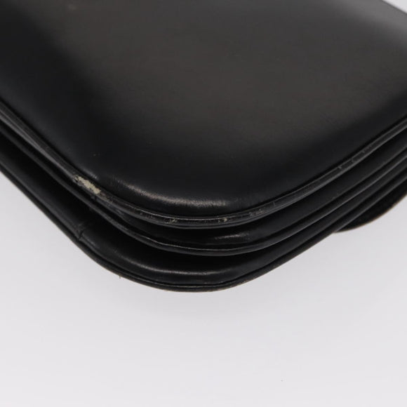 CELINE Shoulder Bag Leather Black Gold Auth bs32857