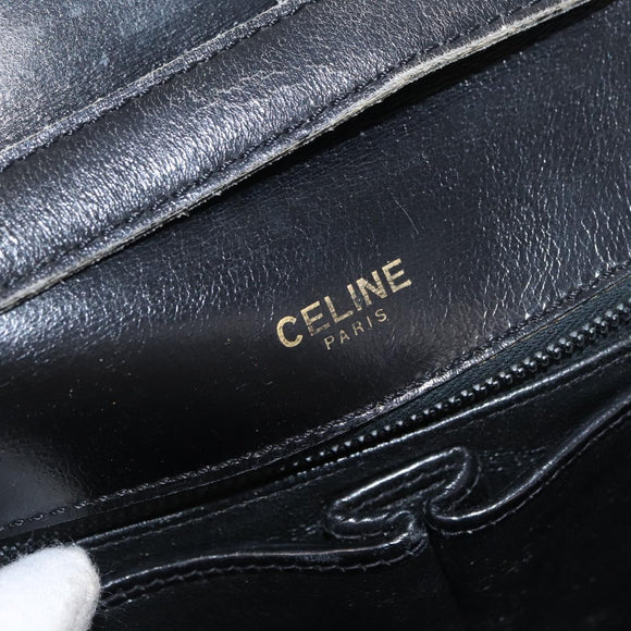 CELINE Shoulder Bag Leather Black Gold Auth bs32857