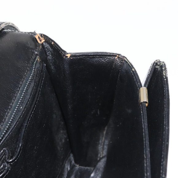 CELINE Shoulder Bag Leather Black Gold Auth bs32857