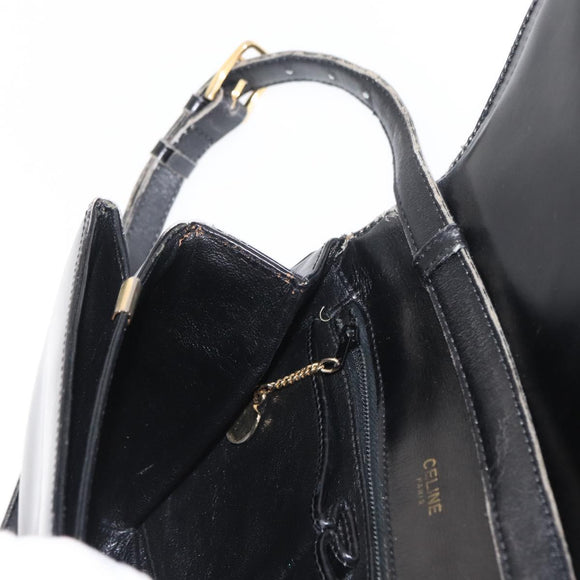 CELINE Shoulder Bag Leather Black Gold Auth bs32857