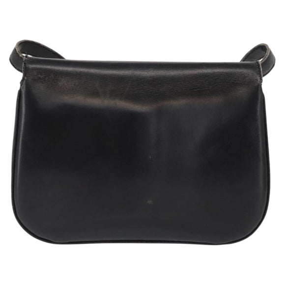 CELINE Shoulder Bag Leather Black Gold Auth bs32857