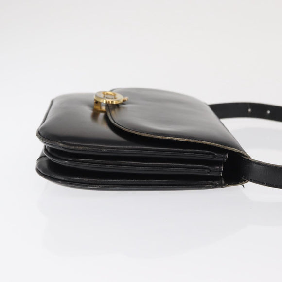 CELINE Shoulder Bag Leather Black Gold Auth bs32857