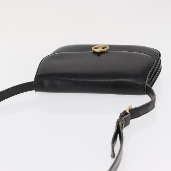 CELINE Shoulder Bag Leather Black Gold Auth bs32857