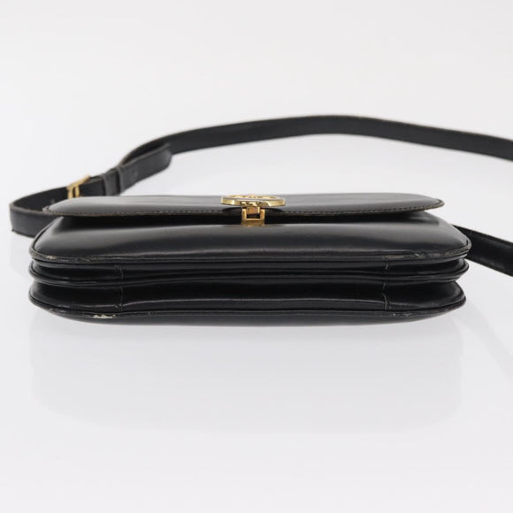 CELINE Shoulder Bag Leather Black Gold Auth bs32857