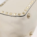 VALENTINO Hand Bag Leather 2way White Gold Auth bs32858-15