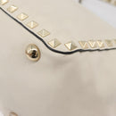 VALENTINO Hand Bag Leather 2way White Gold Auth bs32858-10