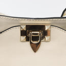 VALENTINO Hand Bag Leather 2way White Gold Auth bs32858-19
