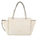 VALENTINO Hand Bag Leather 2way White Gold Auth bs32858-2