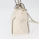 VALENTINO Hand Bag Leather 2way White Gold Auth bs32858-3