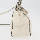 VALENTINO Hand Bag Leather 2way White Gold Auth bs32858-4
