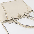 VALENTINO Hand Bag Leather 2way White Gold Auth bs32858-6