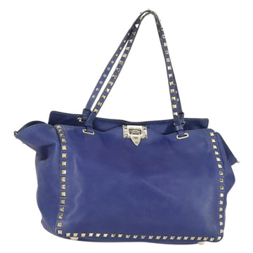 VALENTINO Hand Bag Leather Purple Gold Auth bs32859