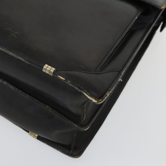 Burberrys Business Bag Leather Black Gold Auth bs32860