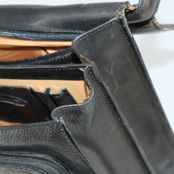 Burberrys Business Bag Leather Black Gold Auth bs32860