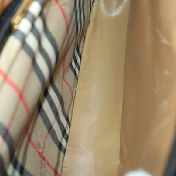 Burberrys Business Bag Leather Black Gold Auth bs32860