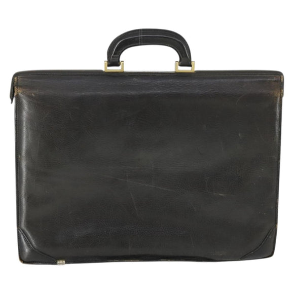 Burberrys Business Bag Leather Black Gold Auth bs32860