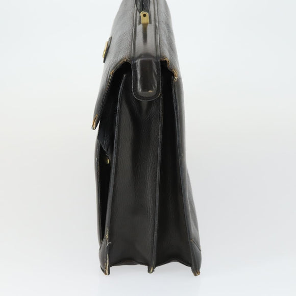 Burberrys Business Bag Leather Black Gold Auth bs32860