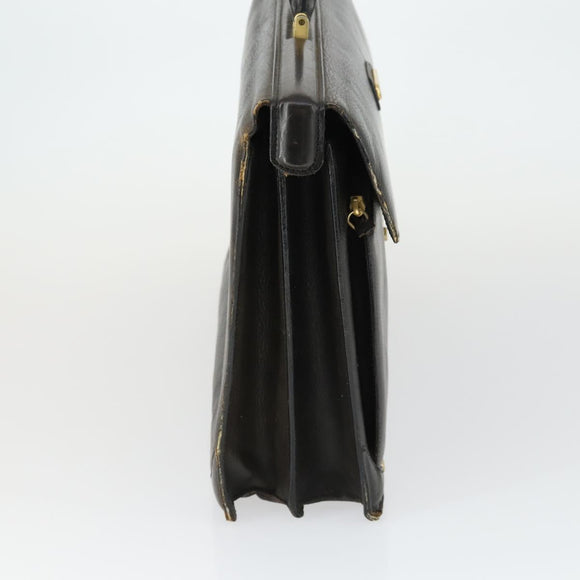 Burberrys Business Bag Leather Black Gold Auth bs32860