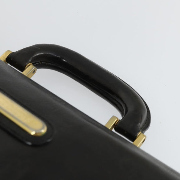 Burberrys Business Bag Leather Black Gold Auth bs32860