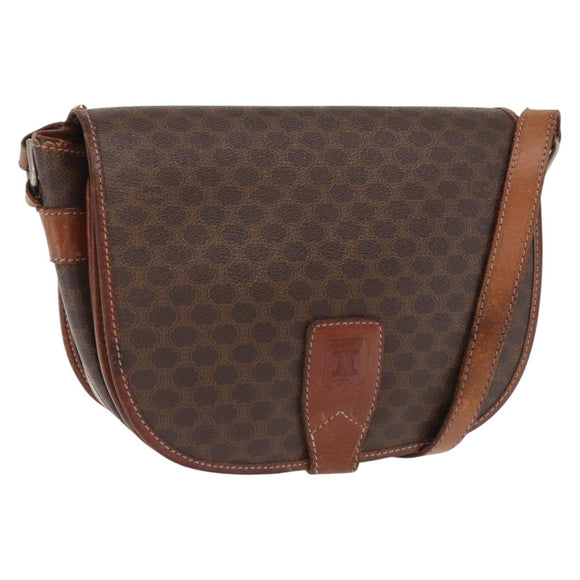 CELINE Macadam Canvas Shoulder Bag PVC Brown Gold Auth bs32861
