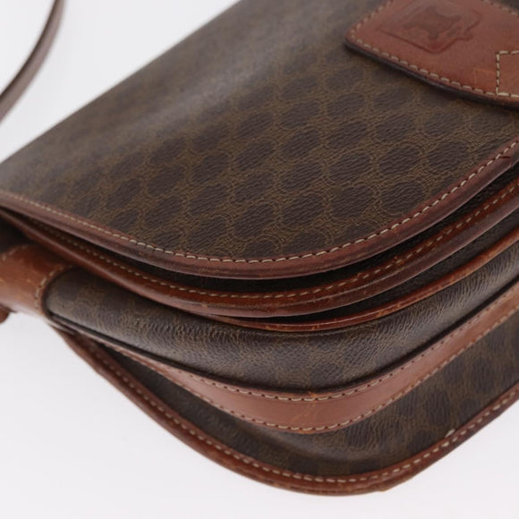 CELINE Macadam Canvas Shoulder Bag PVC Brown Gold Auth bs32861