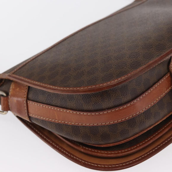 CELINE Macadam Canvas Shoulder Bag PVC Brown Gold Auth bs32861