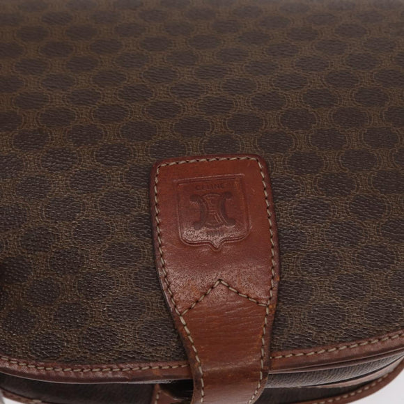 CELINE Macadam Canvas Shoulder Bag PVC Brown Gold Auth bs32861