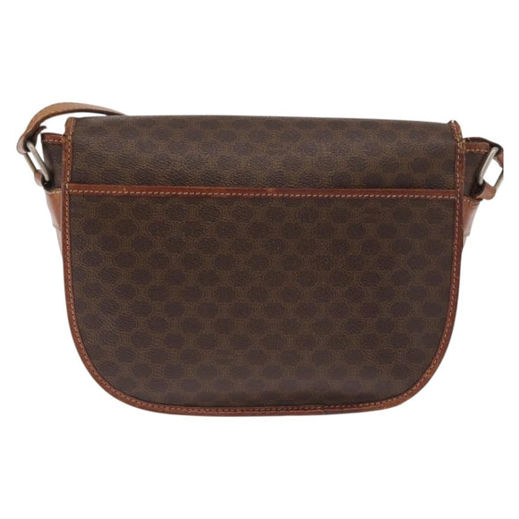 CELINE Macadam Canvas Shoulder Bag PVC Brown Gold Auth bs32861